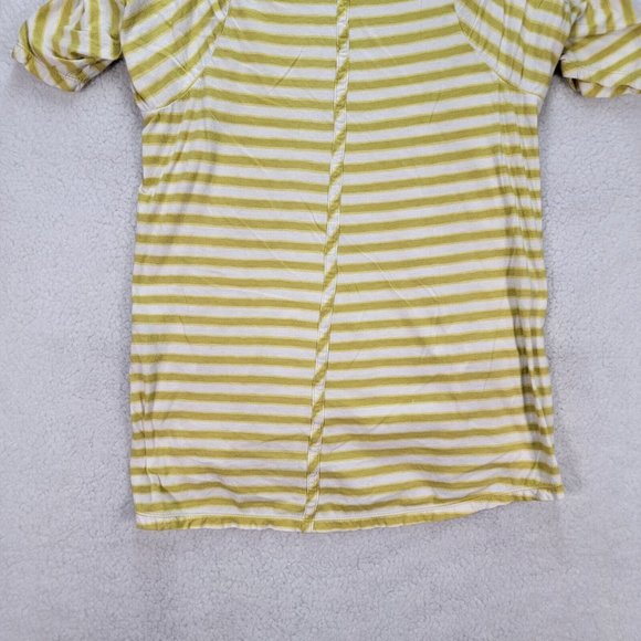 BCBGMaxazria Chartreuse Striped Knit Hi Low Casual Comfy Tunic Blouse Top - Picture 9 of 12